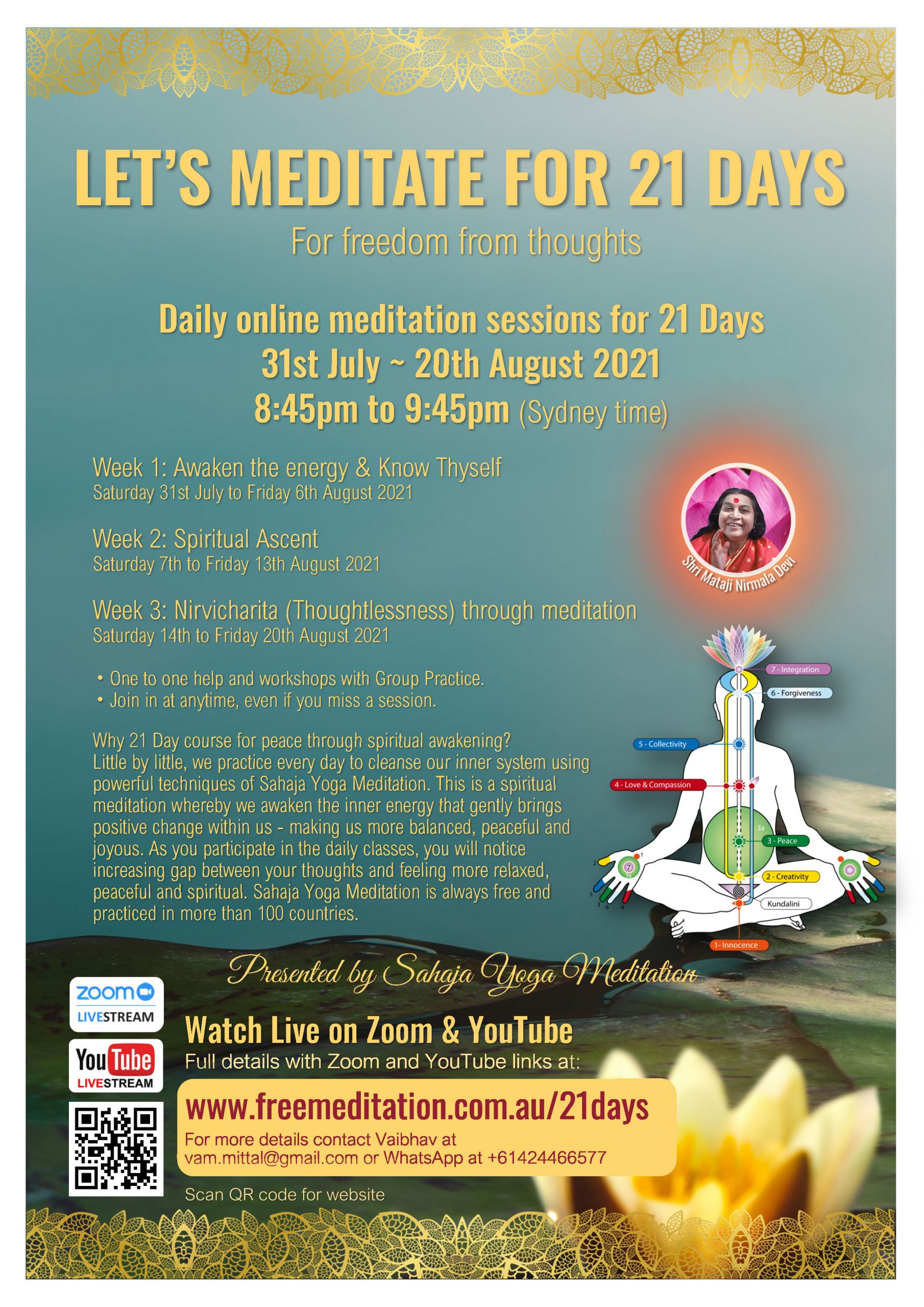 video for “Let’s Meditate for 21 Days” program Sahaja Yoga
